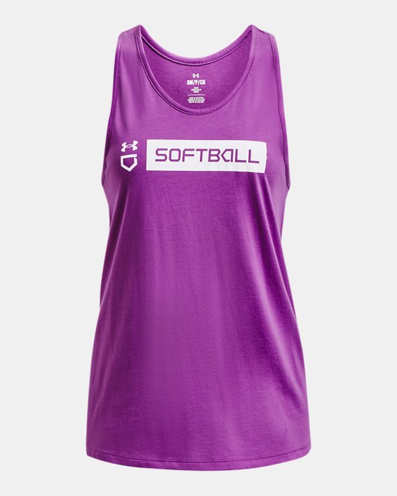 Women's UA Softball Wordmark Bar Tank, Purple, pdpMainDesktop image number 4